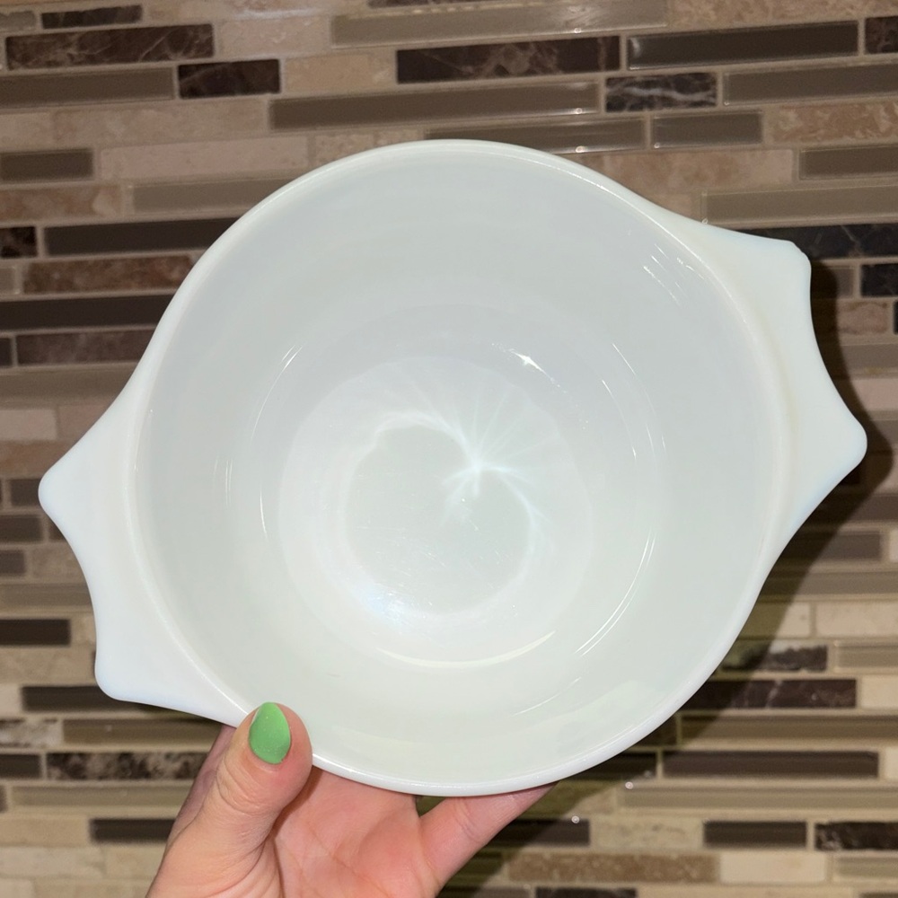 Pyrex England Blue Iris Milk Glass Casserole Dish 6.5” - Picture 2 of 11